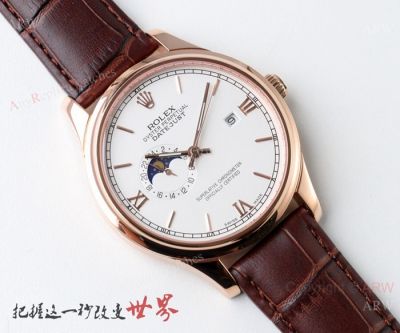 Rolex Datejust Moonphase Swiss 8217 Watches - Rose Gold White Face